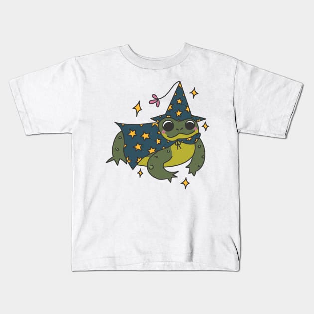 Cute witchy wizard frog design Kids T-Shirt by grafitytees